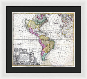 Old Map Of The Americas 1746 - Framed Print