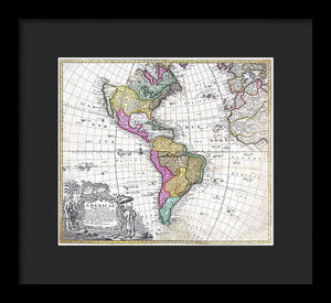 Old Map Of The Americas 1746 - Framed Print