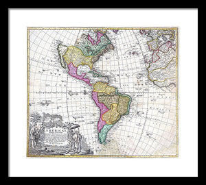 Old Map Of The Americas 1746 - Framed Print