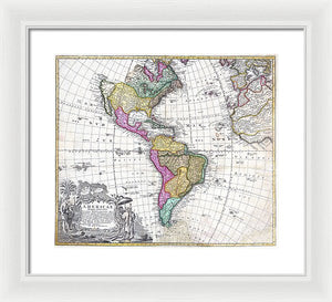 Old Map Of The Americas 1746 - Framed Print