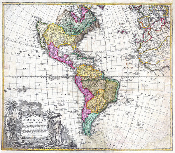 Old Map Of The Americas 1746 - Art Print