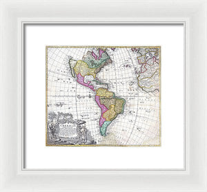 Old Map Of The Americas 1746 - Framed Print