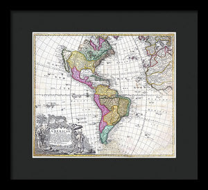 Old Map Of The Americas 1746 - Framed Print