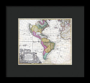 Old Map Of The Americas 1746 - Framed Print