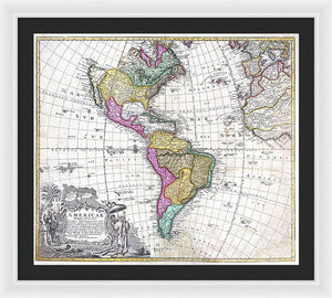 Old Map Of The Americas 1746 - Framed Print