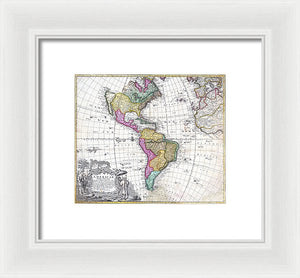 Old Map Of The Americas 1746 - Framed Print