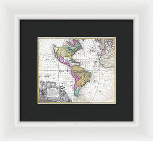 Old Map Of The Americas 1746 - Framed Print