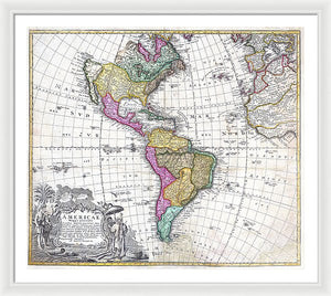 Old Map Of The Americas 1746 - Framed Print