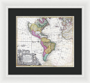 Old Map Of The Americas 1746 - Framed Print