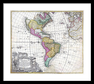 Old Map Of The Americas 1746 - Framed Print