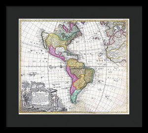 Old Map Of The Americas 1746 - Framed Print