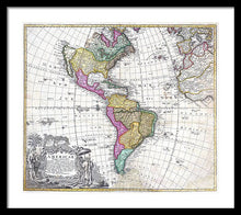 Load image into Gallery viewer, Old Map Of The Americas 1746 - Framed Print