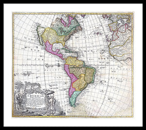 Old Map Of The Americas 1746 - Framed Print