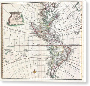 Old Map Of The Americas 1747 - Canvas Print