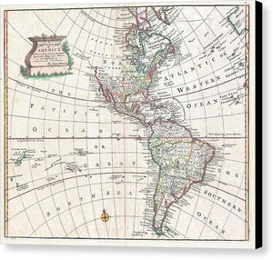 Old Map Of The Americas 1747 - Canvas Print