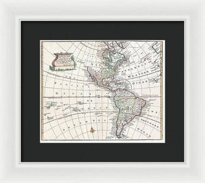 Old Map Of The Americas 1747 - Framed Print