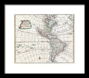 Old Map Of The Americas 1747 - Framed Print