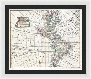 Old Map Of The Americas 1747 - Framed Print