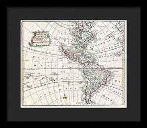 Old Map Of The Americas 1747 - Framed Print