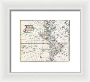 Old Map Of The Americas 1747 - Framed Print