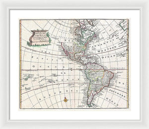 Old Map Of The Americas 1747 - Framed Print