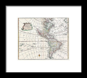 Old Map Of The Americas 1747 - Framed Print