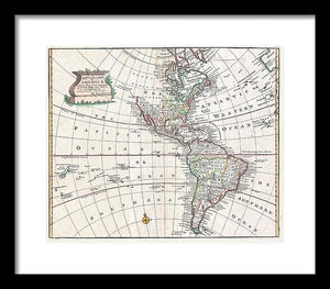 Old Map Of The Americas 1747 - Framed Print