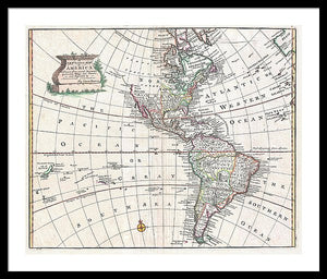 Old Map Of The Americas 1747 - Framed Print