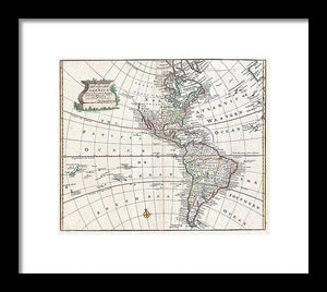 Old Map Of The Americas 1747 - Framed Print