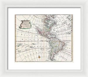 Old Map Of The Americas 1747 - Framed Print