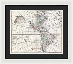 Old Map Of The Americas 1747 - Framed Print