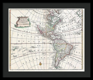 Old Map Of The Americas 1747 - Framed Print