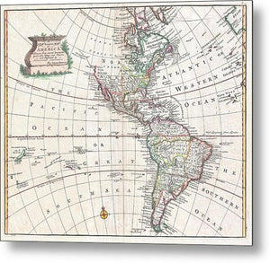 1747 Map Of The Americas - Metal Print