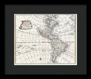 Old Map Of The Americas 1747 - Framed Print