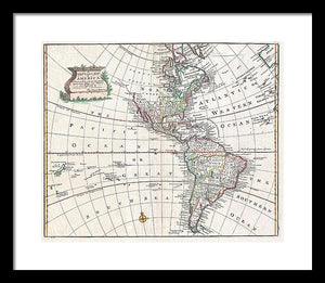 Old Map Of The Americas 1747 - Framed Print