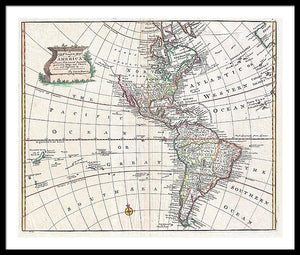 Old Map Of The Americas 1747 - Framed Print