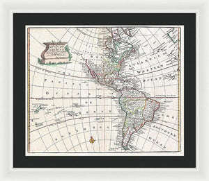 Old Map Of The Americas 1747 - Framed Print