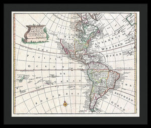 Old Map Of The Americas 1747 - Framed Print