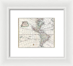 Old Map Of The Americas 1747 - Framed Print