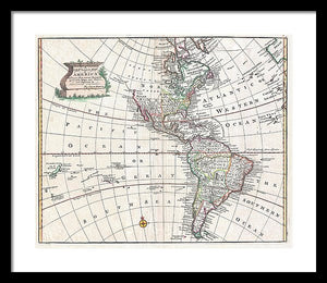 Old Map Of The Americas 1747 - Framed Print