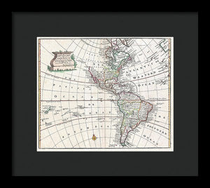 Old Map Of The Americas 1747 - Framed Print