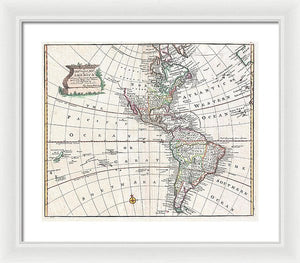 Old Map Of The Americas 1747 - Framed Print