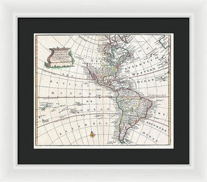 Old Map Of The Americas 1747 - Framed Print