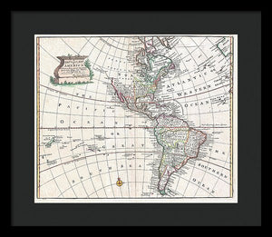 Old Map Of The Americas 1747 - Framed Print