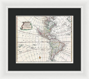 Old Map Of The Americas 1747 - Framed Print