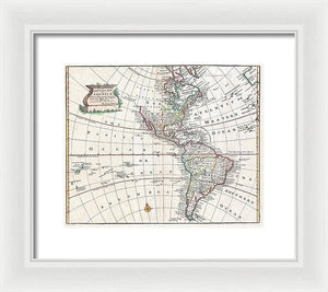 Old Map Of The Americas 1747 - Framed Print