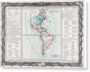 Old Map Of The Americas 1760 - Canvas Print