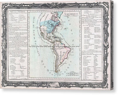 Old Map Of The Americas 1760 - Canvas Print