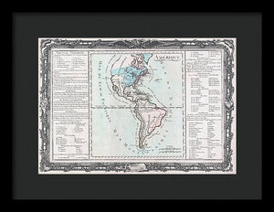 Old Map Of The Americas 1760 - Framed Print