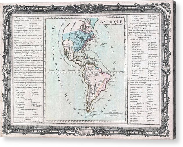 Old Map Of The Americas 1760 - Acrylic Print